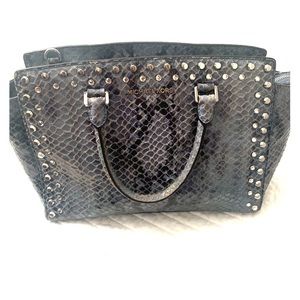 Micheal Kors jewel trim snake skin tote
